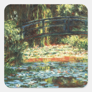 Sticker Carré Pont sur l'étang Nénuphar par Claude Monet