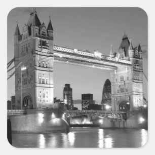Sticker Carré Pont Tour de Londres blanc noir