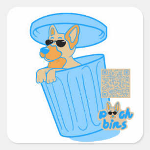 Sticker Carré Pooch Bins berger allemand