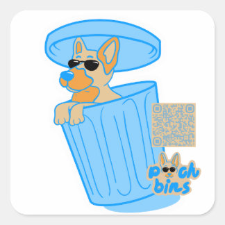 Sticker Carré Pooch Bins berger allemand