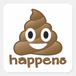 Sticker Carré Poop Happens Emoji