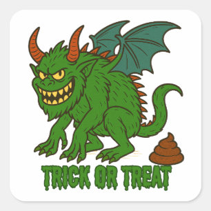 Sticker Carré Poopin Goblin Funny Trick ou Treat Halloween