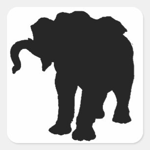 Sticker Carré Pop Art Baby Elephant Silhouette