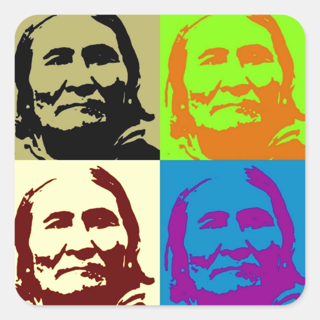Sticker Carré Pop Art Freedom Fighter Geronimo (Devant)
