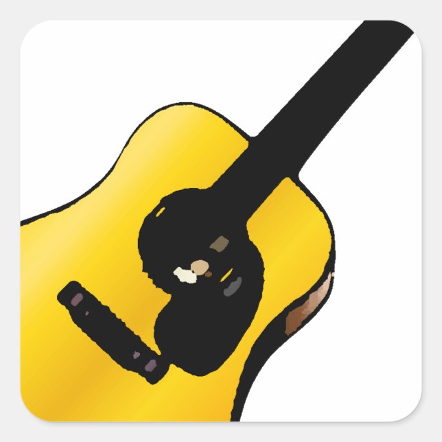 Sticker Carré Pop Art Guitare (Devant)