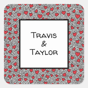 Sticker Carré Pop Art Heart Motif