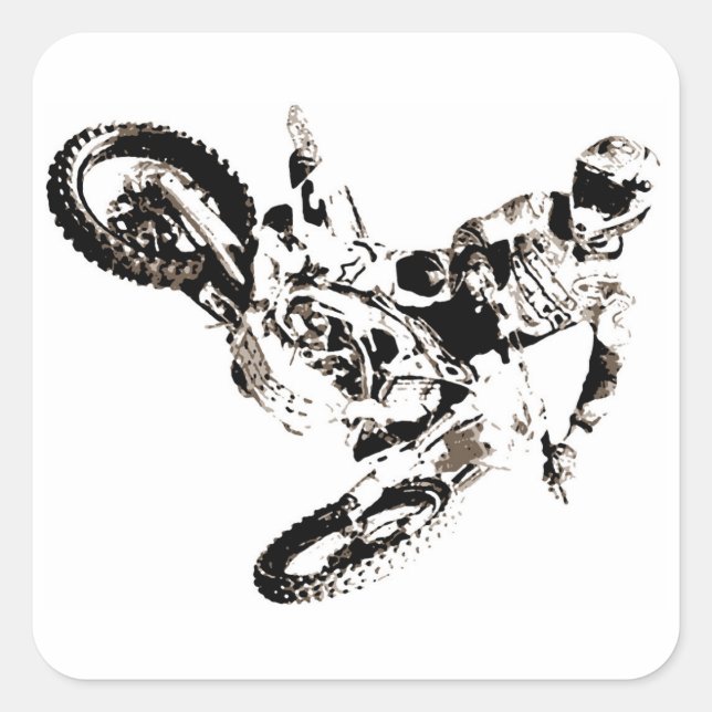 Sticker Carré Pop Art Motocross Motorcyle Sport (Devant)