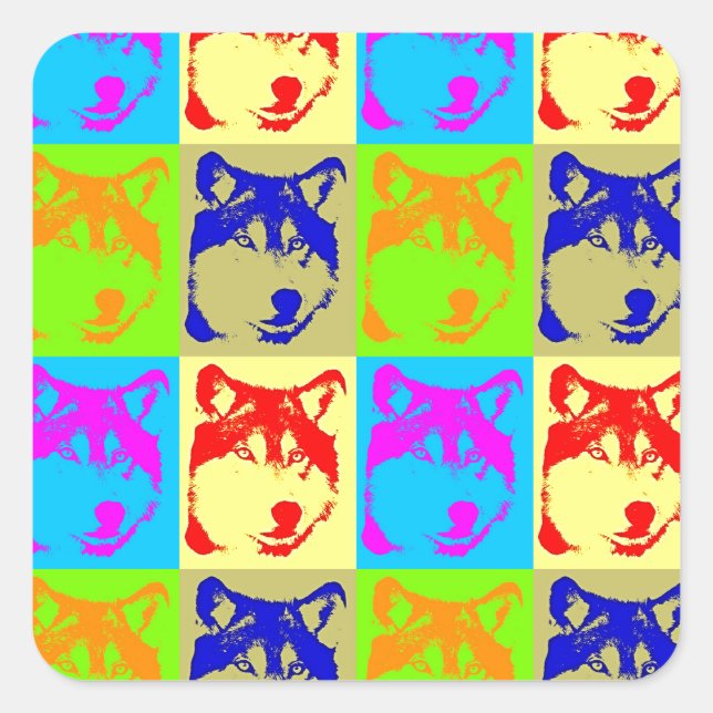 Sticker Carré Pop Art Wolf Eyes (Devant)