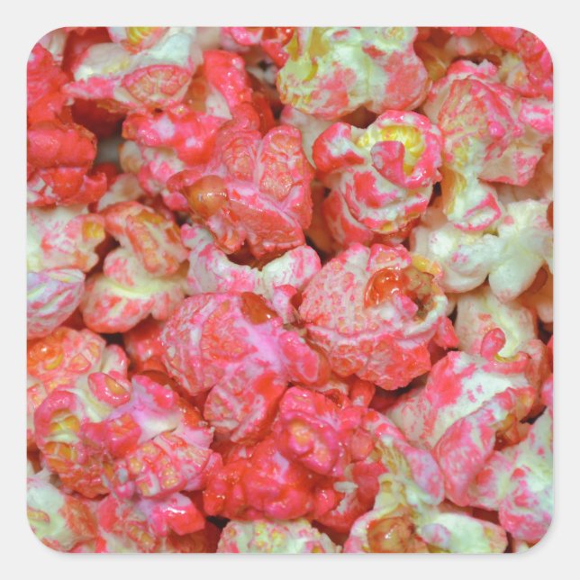 Sticker Carré pop-corn rose (Devant)