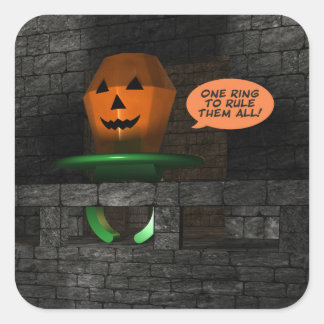 Sticker Carré Pop d'anneau Citrouille d'Halloween