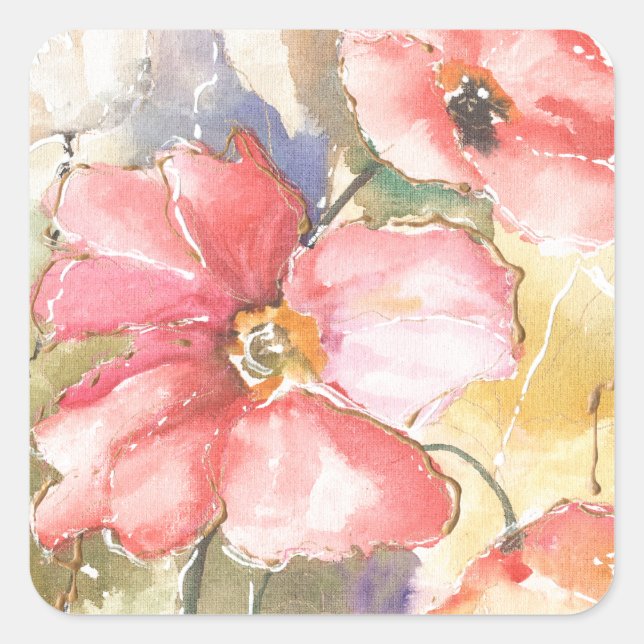 Sticker Carré Poppies douces I (Devant)