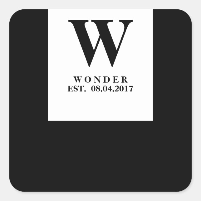 Sticker Carré Popular Monogram black minimalist Wedding  (Devant)