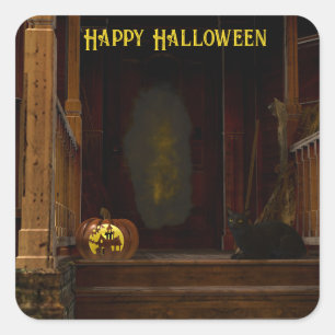Sticker Carré Porche éffrayant Haunted House