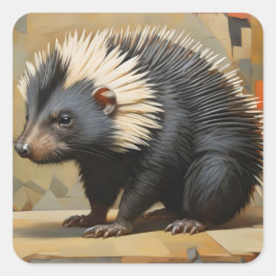 Sticker Carré Porcupine cubique à chenilles Prehesile
