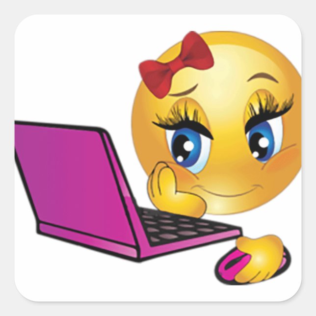 Sticker Carré Portable Emoji Girl (Devant)