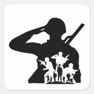 Sticker Carré Porte - clé de silhouette du soldat