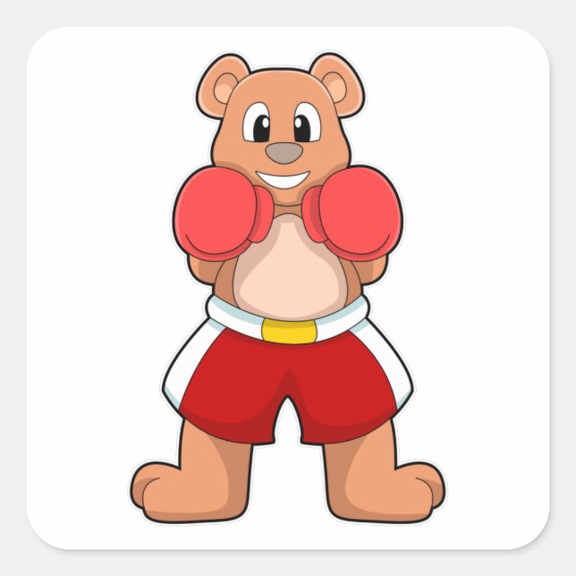 Sticker Carré Porter comme boîte avec gants de boxe (Devant)