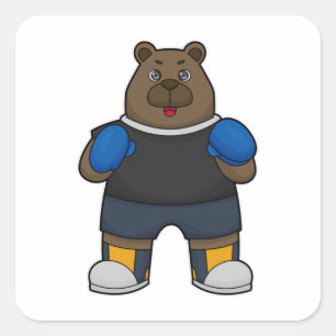 Sticker Carré Porter comme boîte avec gants de boxe