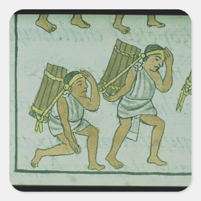 Sticker Carré Porteurs aztèques, du 'Codex florentin' (Devant)