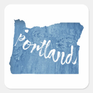 Sticker Carré Portland, Oregon Wood Grain