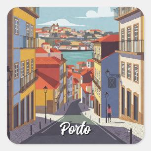 Sticker Carré Porto Portugal Voyage Abstrait