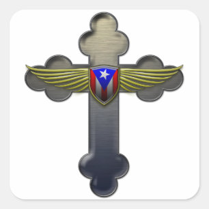 Sticker Carré Porto Rico - bouclier et croix