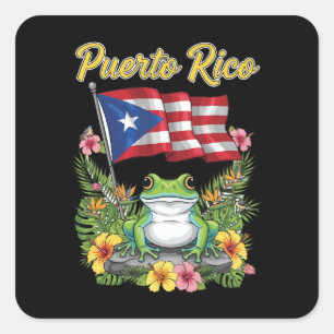 Sticker Carré Porto Rico Coquí Frog Boricua Pride