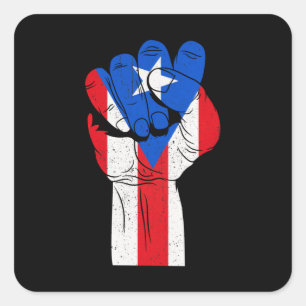 Sticker Carré Portoricain Poing Porto-Rico