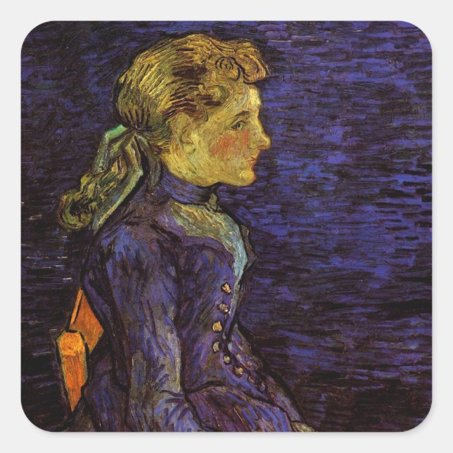 Sticker Carré Portrait d'Adeline Ravoux par Vincent van Gogh (Devant)