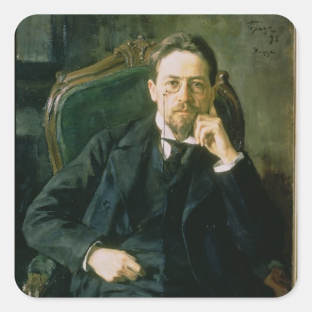 Sticker Carré Portrait d'Anton Pavlovich Chekhov, 1898 (Devant)