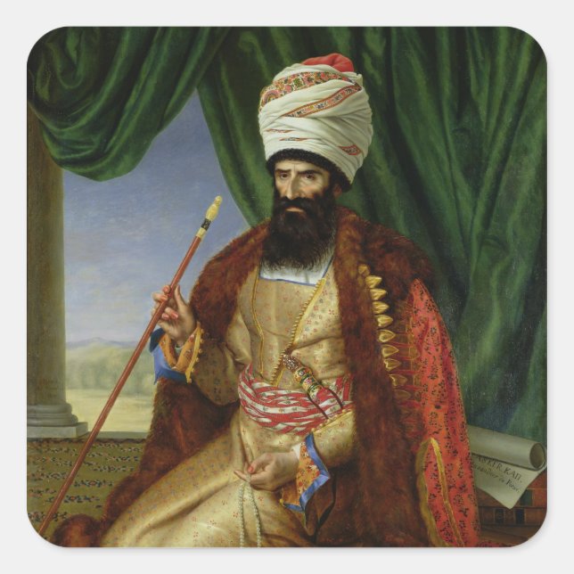 Sticker Carré Portrait d'Asker-Khan, ambassadeur de Perse (Devant)