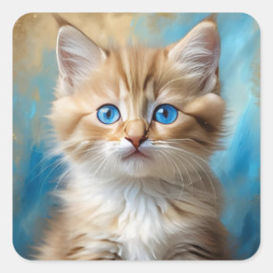 Sticker Carré Portrait de chat adorable