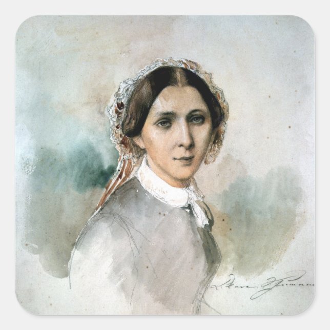 Sticker Carré Portrait de Clara Schumann 1853 (Devant)