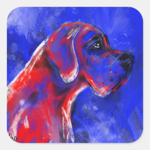 Sticker Carré Portrait de Dogue rot bleu Dogue moderne