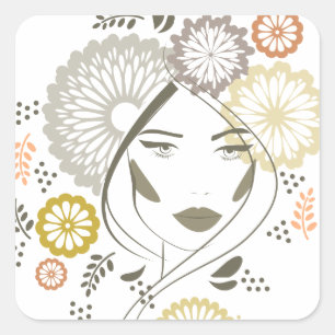 Sticker Carré Portrait de fille d'automne