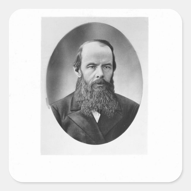 Sticker Carré Portrait de Fyodor Mikhailovich Dostoyevsky (Devant)
