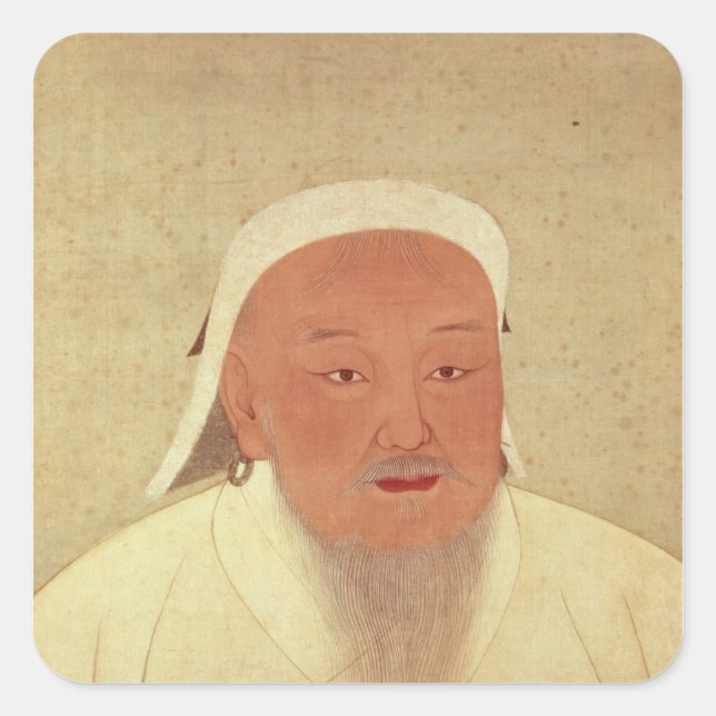 Sticker Carré Portrait de Genghis Khan, Mongol Khan (Devant)
