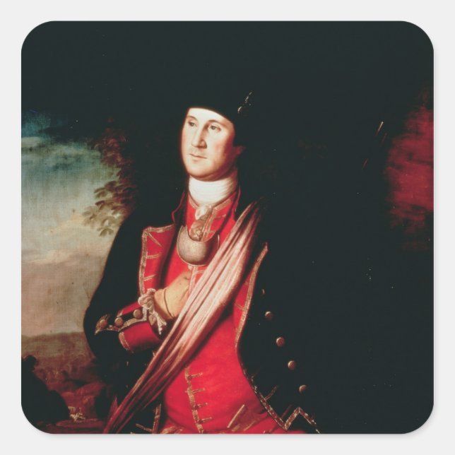 Sticker Carré Portrait de George Washington 1772 (Devant)