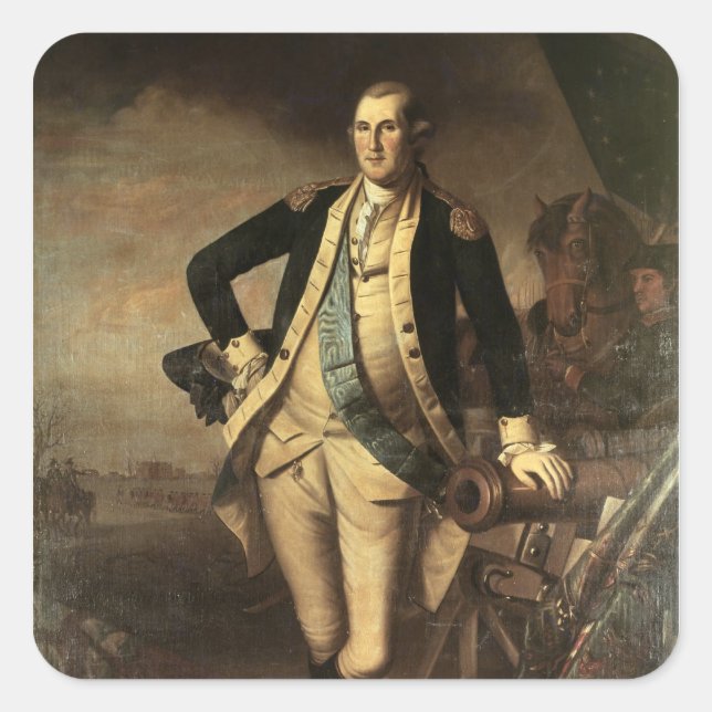 Sticker Carré Portrait de George Washington, 1779 (Devant)