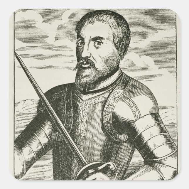 Sticker Carré Portrait de Hernando de Soto (Devant)