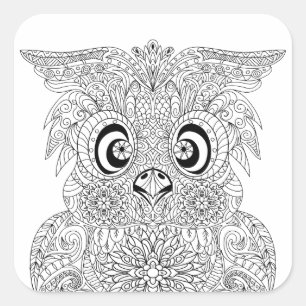 Sticker Carré Portrait de hibou inspiré