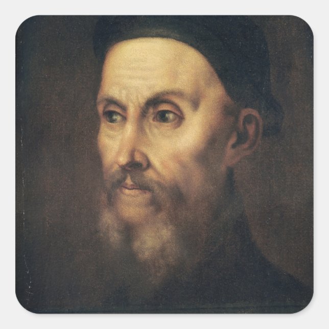 Sticker Carré Portrait de John Calvin (Devant)