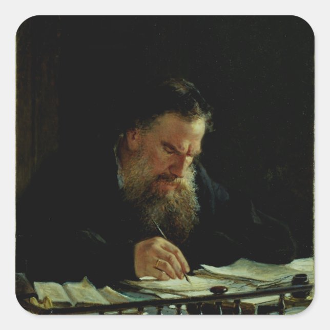 Sticker Carré Portrait de Lev Tolstoï (Devant)