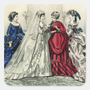 Sticker Carré Portrait de mariée de la fête de mariage victorien