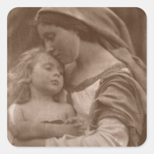 Sticker Carré Portrait de mère et d'enfant (photo de sépia)