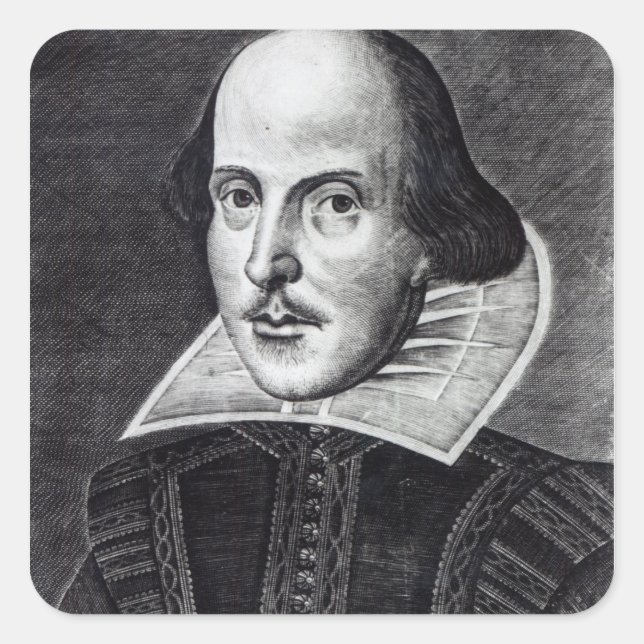 Sticker Carré Portrait de William Shakespeare (Devant)
