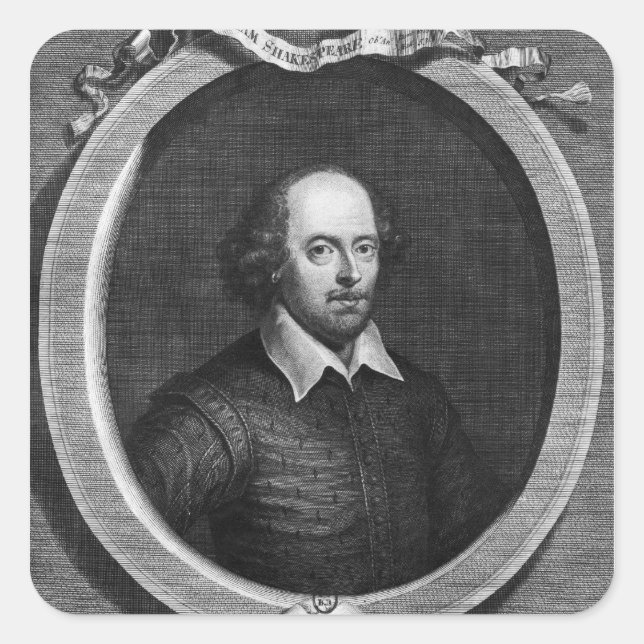 Sticker Carré Portrait de William Shakespeare 1719 (Devant)