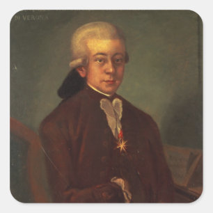 Sticker Carré Portrait de Wolfgang Amadeus Mozart 2
