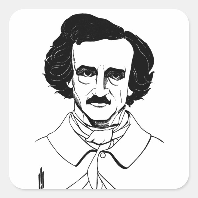 Sticker Carré Portrait d'Edgar Allan Poe (Devant)