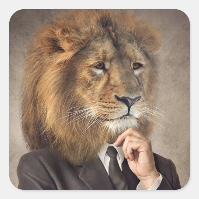 Sticker Carré Portrait d'un lion (Devant)